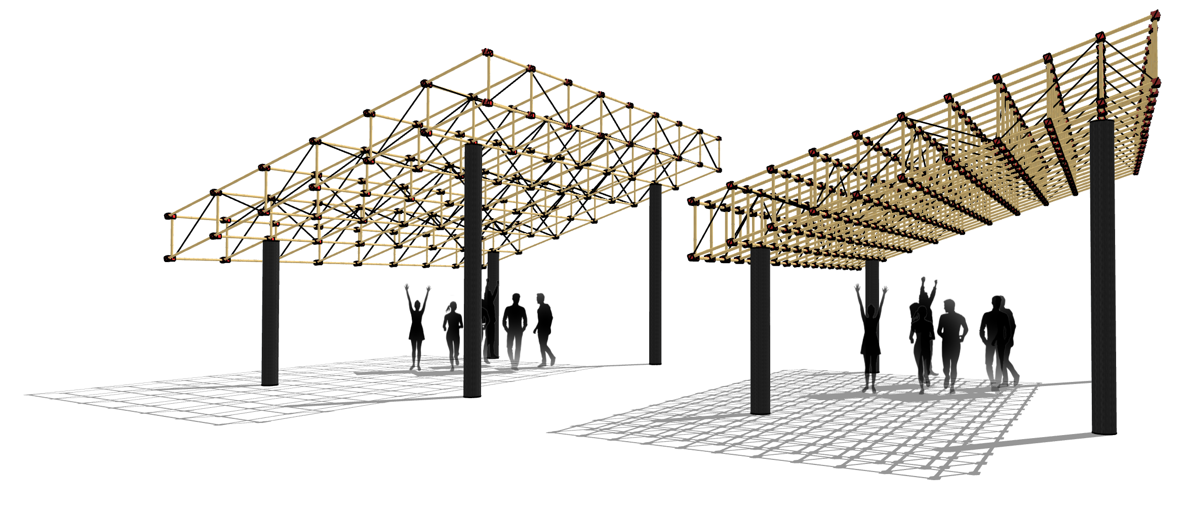 Estruturas para áreas externas, estacionamentos, varandas, entre outros 